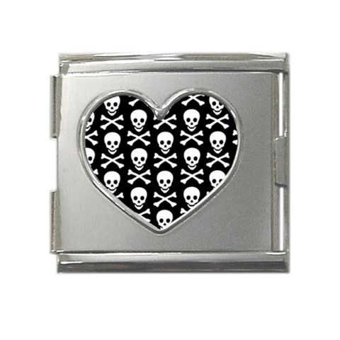 Skull and Crossbones Mega Link Heart Italian Charm (18mm) from ArtsNow.com Front