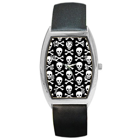 Skull and Crossbones Barrel Style Metal Watch from ArtsNow.com Front