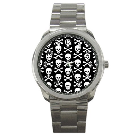 Skull and Crossbones Sport Metal Watch from ArtsNow.com Front