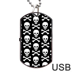 Skull and Crossbones Dog Tag USB Flash (Two Sides) from ArtsNow.com Front