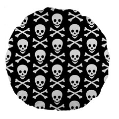 Skull and Crossbones Large 18  Premium Flano Round Cushion  from ArtsNow.com Front