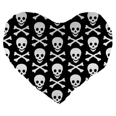 Skull and Crossbones Large 19  Premium Flano Heart Shape Cushion from ArtsNow.com Front