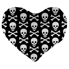 Skull and Crossbones Large 19  Premium Flano Heart Shape Cushion from ArtsNow.com Front