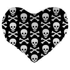 Skull and Crossbones Large 19  Premium Flano Heart Shape Cushion from ArtsNow.com Back