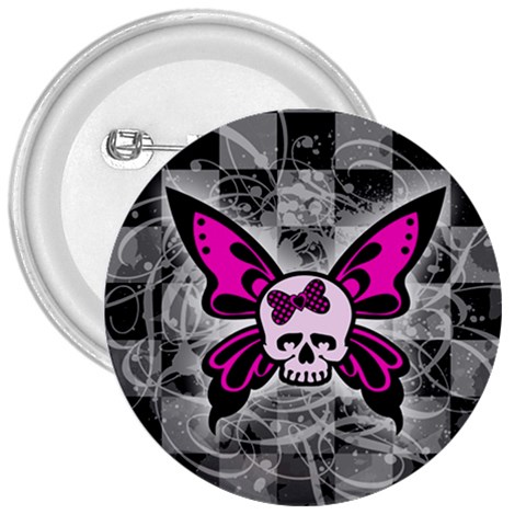 Skull Butterfly 3  Button from ArtsNow.com Front