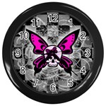 Skull Butterfly Wall Clock (Black)