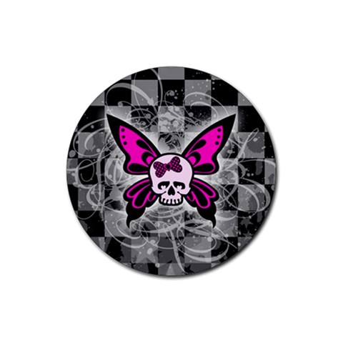 Skull Butterfly Rubber Coaster (Round) from ArtsNow.com Front