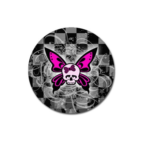 Skull Butterfly Magnet 3  (Round) from ArtsNow.com Front