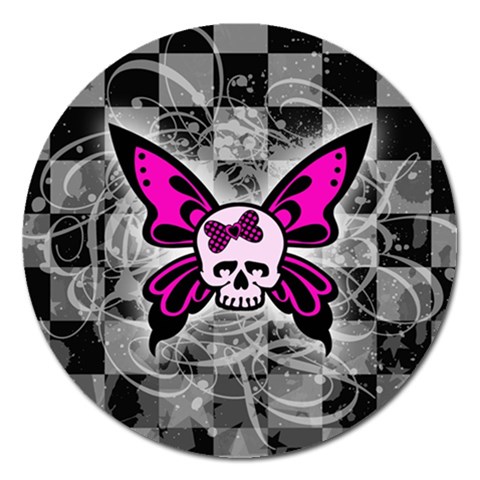 Skull Butterfly Magnet 5  (Round) from ArtsNow.com Front