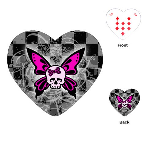Skull Butterfly Playing Cards Single Design (Heart) from ArtsNow.com Front