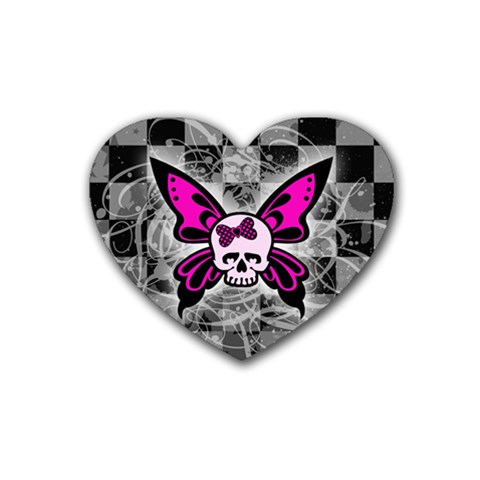 Skull Butterfly Rubber Coaster (Heart) from ArtsNow.com Front