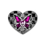 Skull Butterfly Rubber Heart Coaster (4 pack)