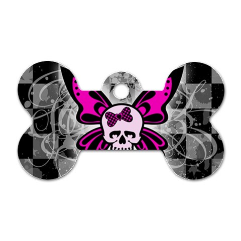 Skull Butterfly Dog Tag Bone (One Side) from ArtsNow.com Front