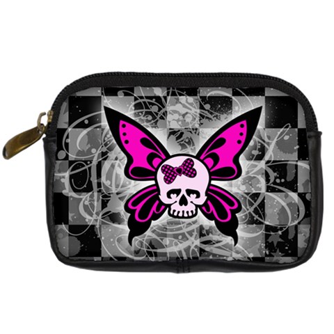 Skull Butterfly Digital Camera Leather Case from ArtsNow.com Front