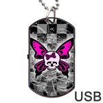 Skull Butterfly Dog Tag USB Flash (Two Sides)