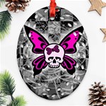 Skull Butterfly Oval Filigree Ornament (Two Sides)
