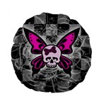 Skull Butterfly Standard 15  Premium Round Cushion 