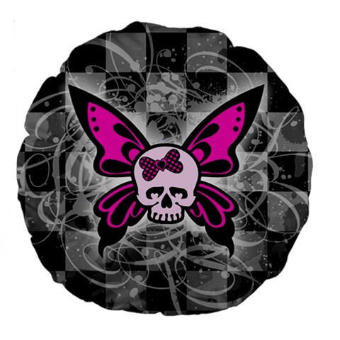 Skull Butterfly Large 18  Premium Round Cushion  from ArtsNow.com Back