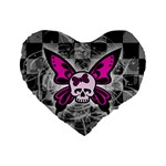 Skull Butterfly Standard 16  Premium Heart Shape Cushion 