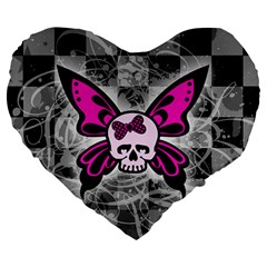 Skull Butterfly Large 19  Premium Heart Shape Cushion from ArtsNow.com Front