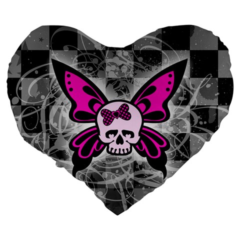 Skull Butterfly Large 19  Premium Heart Shape Cushion from ArtsNow.com Back