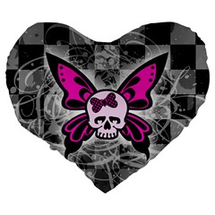 Skull Butterfly Large 19  Premium Heart Shape Cushion from ArtsNow.com Back