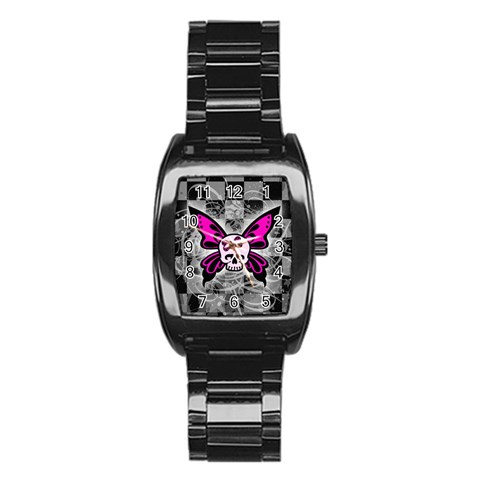 Skull Butterfly Stainless Steel Barrel Watch from ArtsNow.com Front