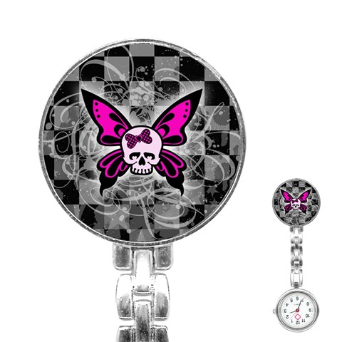 Skull Butterfly Stainless Steel Nurses Watch from ArtsNow.com Front