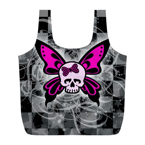 Skull Butterfly Full Print Recycle Bag (L) from ArtsNow.com Front