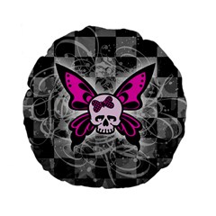 Skull Butterfly Standard 15  Premium Flano Round Cushion  from ArtsNow.com Back