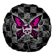 Skull Butterfly Large 18  Premium Flano Round Cushion  from ArtsNow.com Front