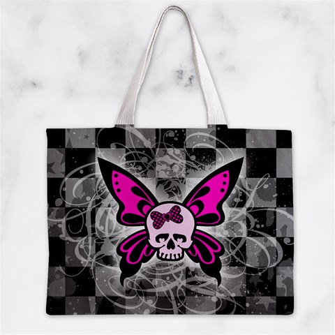 Skull Butterfly Zipper Mini Tote Bag from ArtsNow.com Front