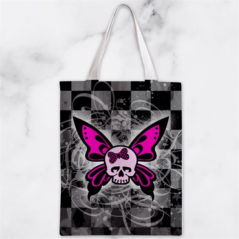 Skull Butterfly Zipper Classic Tote Bag from ArtsNow.com Front