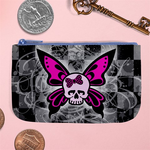 Skull Butterfly Large Coin Purse from ArtsNow.com Front