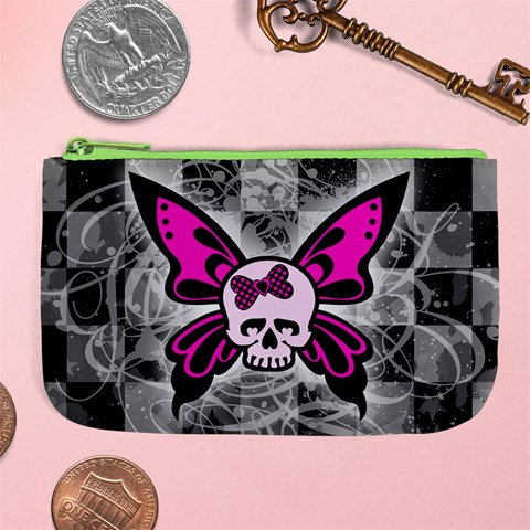 Skull Butterfly Large Coin Purse from ArtsNow.com Front