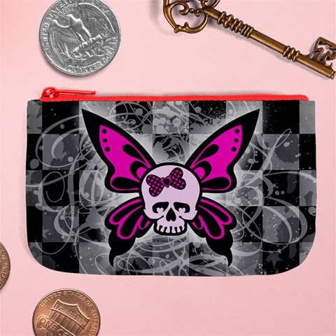 Skull Butterfly Large Coin Purse from ArtsNow.com Front