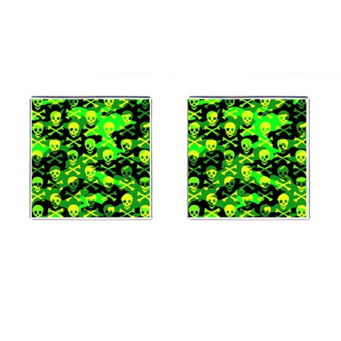 Skull Camouflage Cufflinks (Square) from ArtsNow.com Front(Pair)