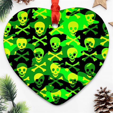 Skull Camouflage Heart Ornament (Two Sides) from ArtsNow.com Front