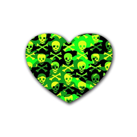 Skull Camouflage Rubber Heart Coaster (4 pack) from ArtsNow.com Front