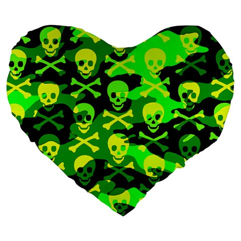 Skull Camouflage Large 19  Premium Heart Shape Cushion from ArtsNow.com Front