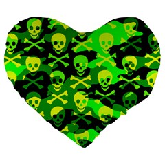 Skull Camouflage Large 19  Premium Heart Shape Cushion from ArtsNow.com Front