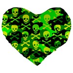 Skull Camouflage Large 19  Premium Heart Shape Cushion