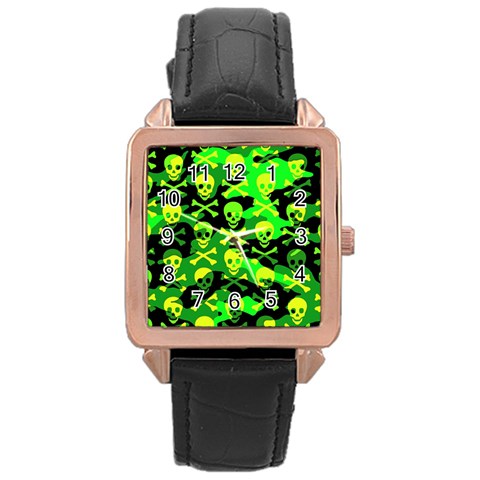Skull Camouflage Rose Gold Leather Watch  from ArtsNow.com Front
