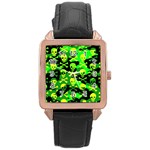 Skull Camouflage Rose Gold Leather Watch 