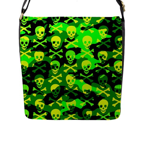 Skull Camouflage Flap Closure Messenger Bag (L) from ArtsNow.com Front