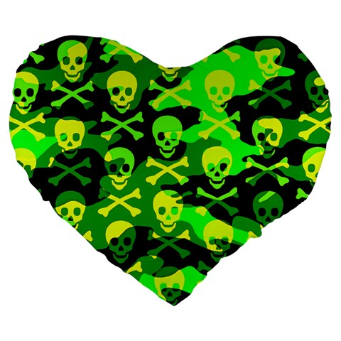 Skull Camouflage Large 19  Premium Flano Heart Shape Cushion from ArtsNow.com Front