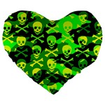 Skull Camouflage Large 19  Premium Flano Heart Shape Cushion