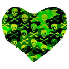 Skull Camouflage Large 19  Premium Flano Heart Shape Cushion from ArtsNow.com Back