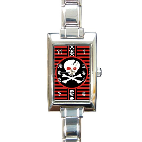 Skull Cross Rectangle Italian Charm Watch from ArtsNow.com Front