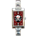 Skull Cross Rectangle Italian Charm Watch